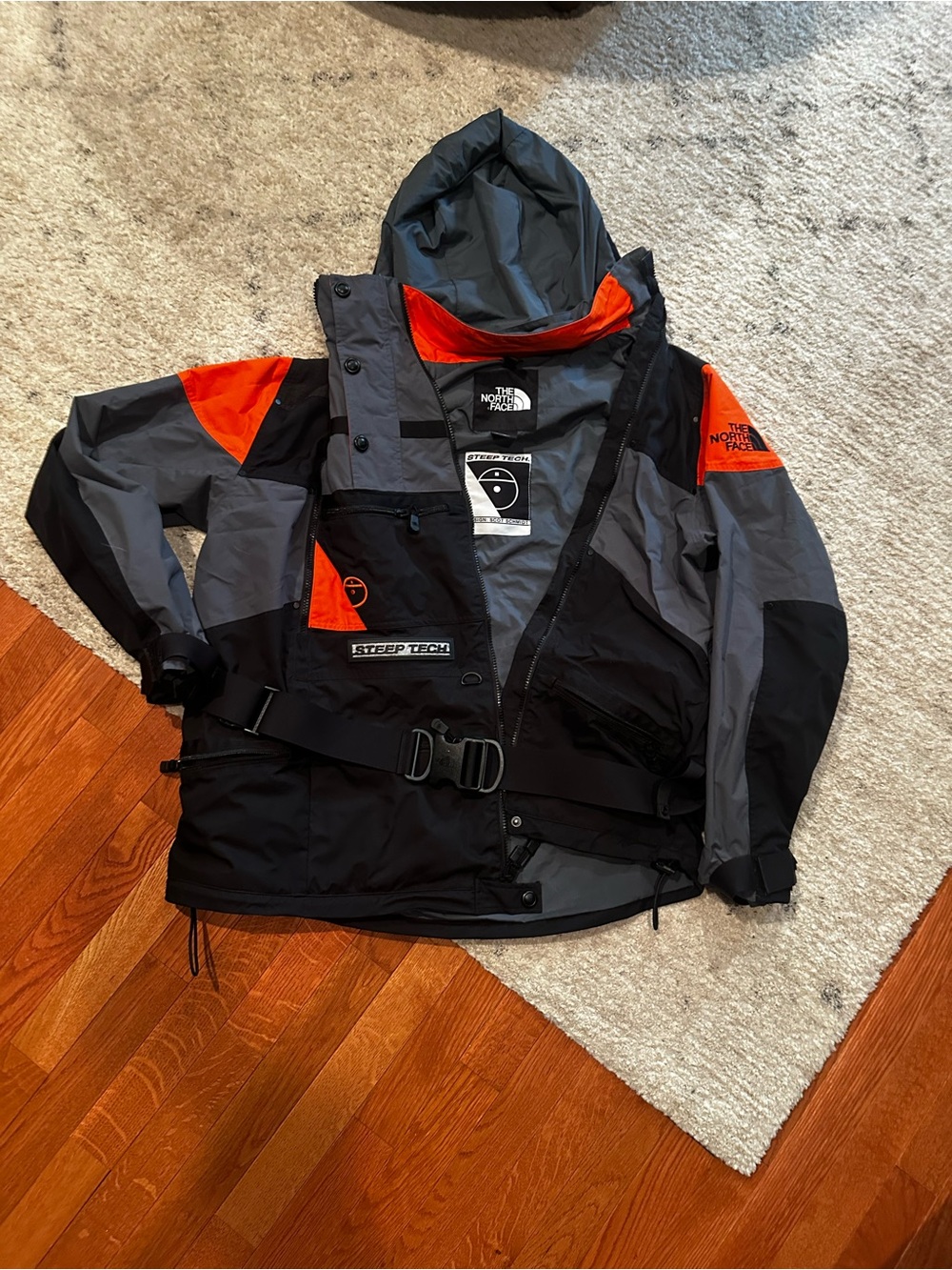 The North Face Steep Tech Hooded Ski Jacket - Black, Gray & Orange